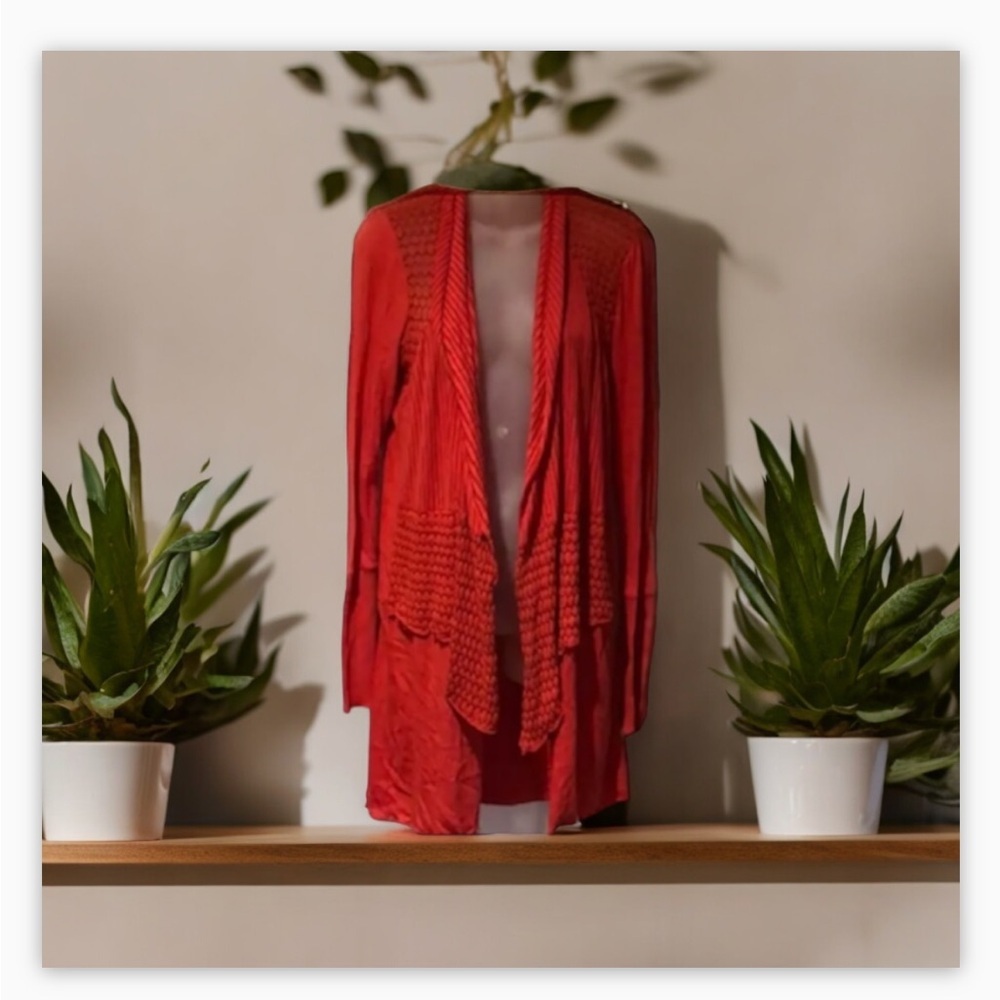 Anthropologie Tiny Open Knit Drape Coral Crochet
Trim Cardigan Sweater SzS VGUC - Picture 5 of 16